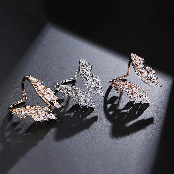18K Gold Plated Rings for Women and Teen Girls Non Tarnish Cubic Zirconia Fidget Ring Butterfly/Snake/Mesh/Cross/Crown Knuckle Ring Open Adjustable Statement Stacking Chunky Rings