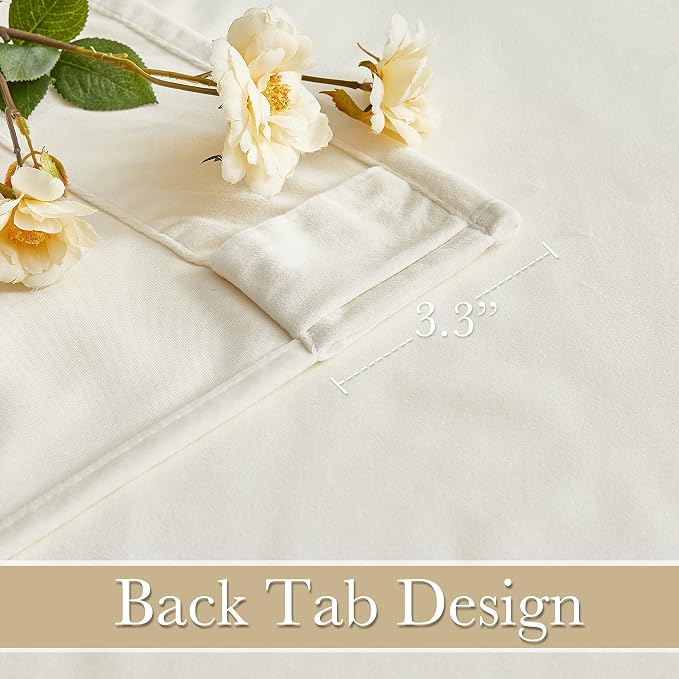 RYB Home Cream White Velvet Curtains 84 inches - Super Soft Luxury Curtains for Nursery, Bedroom Window Panels for Kids Room Dining Room, Wide 62 x Long 84, 2 Panels
