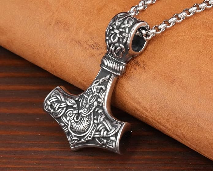 Baldur Jewelry - Thors Hammer Necklace Pendant Mjölnir - Viking Norse Thor Hammer Pendant Viking Jewelry - Thor Necklace - Thor Gifts for Men - Viking Necklace for Men