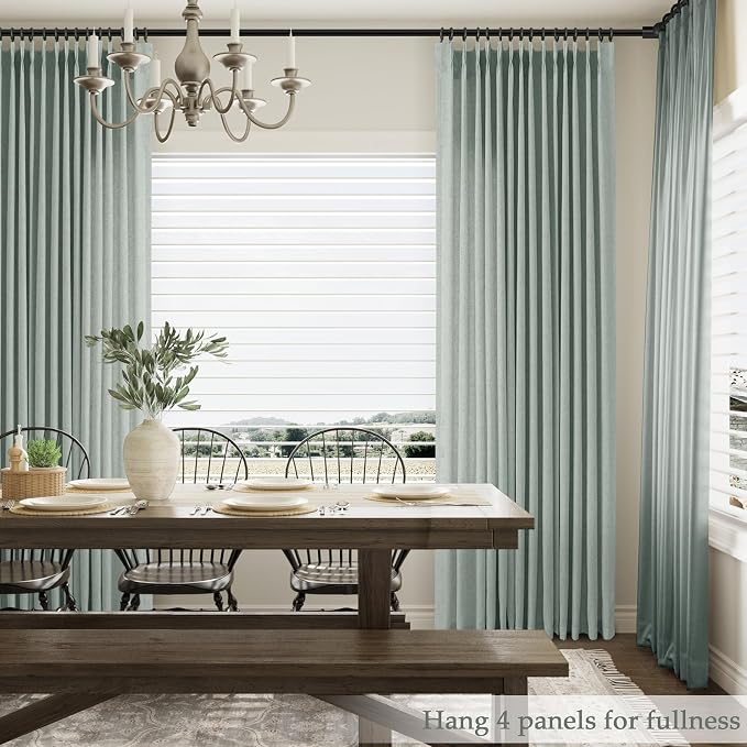 Aersas Desert Sage Pinch Pleated Linen Curtains 84 Inch Length 2 Panels for Living Room Bedroom Semi Sheer Window Curtain Boho Neutral Back Tab Pinch Pleat Drape with Hooks 40x84
