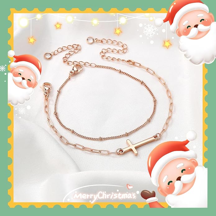 Dainty Gold Bracelets for Women, 14K Gold Plated Adjustable Layered Beads Bracelet Cute Evil Eye Oval Chain Pearl Bar Turtle Gold Bracelets for Women Jewelry