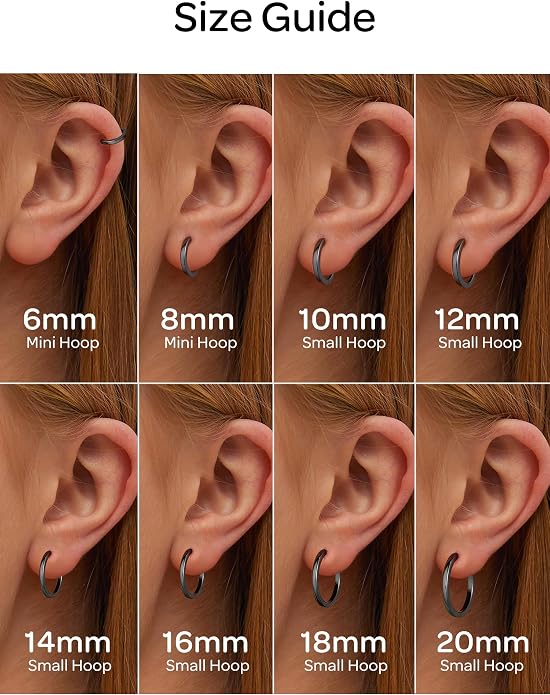 ChicSilver 925 Sterling Silver Huggie Hoop Earrings Small Hoop Earrings for Women Hypoallergenic Silver Huggie Earring Cartilage Earrings for Women (6/8/10/12/14/16/18/20MM)