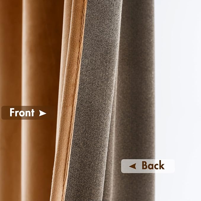 MIULEE Gold Brown Blackout Velvet Curtains Drapes 84 Inch Long 52"x84" | Luxurious Bedroom Living Room Decor, Room Darkening, Thermal Insulated, Rod Pocket Design, Super Soft Fabric