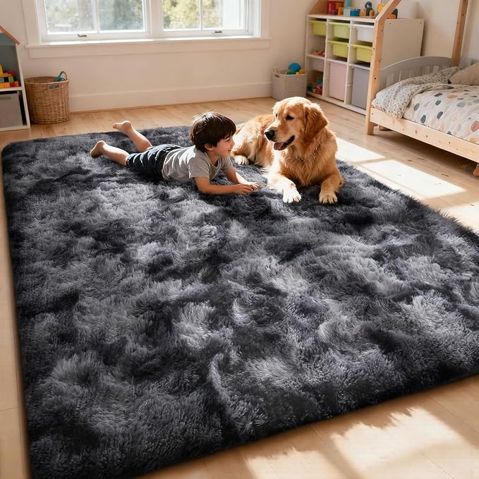 Sour Lemon 5x7 Area Rugs, Large Area Rug 5 x7, Washable Area Rugs, Bedroom Area Rug Shag Shaggy Carpet Soft Plush Furry Bedside Fluffy Rug for Living Room Kids Girls Boys Home Decor Anti Slip