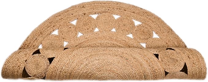 KEMA Jute Area Rug 6ft Round Natual Braided Dot Handwoven Rug Rustic Vintage Reversible Boho Area Rugs for Farmhouse, Living Room, Bedroom, Patio, Kitchen