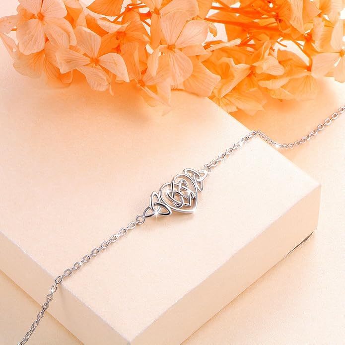 Alphm Anklet for Women S925 Sterling Silver Adjustable Foot Evil Eye Starfish Heart Bead Butterfly Celtic Knot Cross Multilayer Layered Ankle Bracelet Jewelry