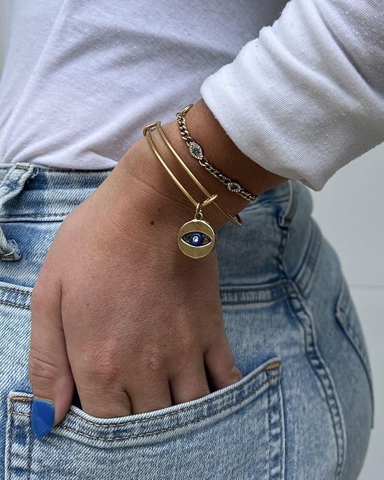 Alex and Ani Evil Eye Bracelets - Sapphire & Crystal Stones, Nickel-Free, Radiant Evil Eye Jewelry for Women