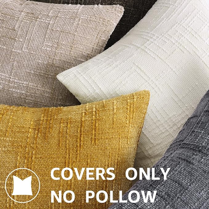 decorUhome Textured Chenille Throw Pillow Covers 16x16 Set of 2 Dark Brown | Fall Modern Farmhouse Soft Cozy Slubby Couch Pillow Cases Boho Decorative Pillow Cases for Bed Sofa Living Room Home Decor