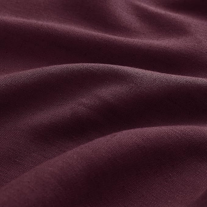 Aersas Burgundy Pinch Pleated Linen Curtains 72 Inch Length 2 Panels for Living Room Bedroom Semi Sheer Window Curtain Boho Neutral Back Tab Pinch Pleat Drape with Hooks 40x72