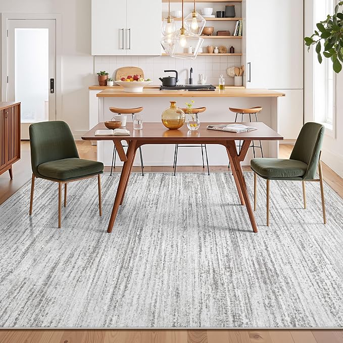 Area Rug 5x7 Living Room Rugs: Washable Modern Rug Non-Slip Soft Rugs Stain Resistant Printed Rug Indoor Carpet for Bedroom Kitchen Dining Room Nursery Home(Grey, 5'x7')