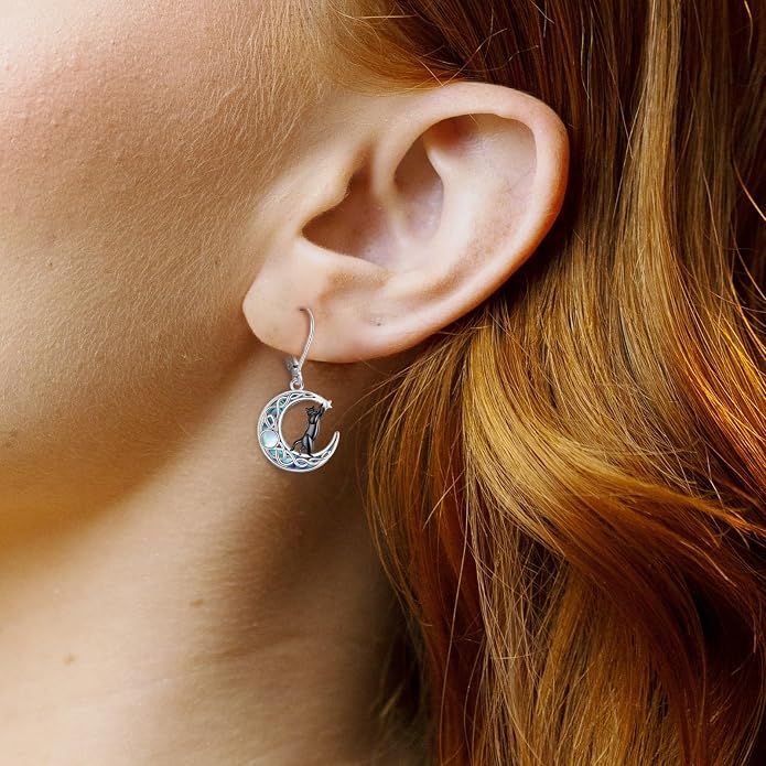 Tree of Life/Cat/Turtle/Butterfly/Flower/Celtic/Turquoise/Moonstone Dangle Earrings for Women Sterling Silver Cute Animals Drop Earrings Jewelry Gifts