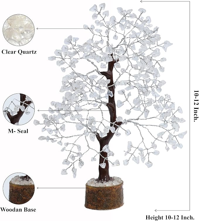 Crocon® Clear Quartz Crystal Tree Birthday Gifts for Women, Men, Friends Healing Crystals Tree of Life Sister Gift for Her, Home Decor, Gift for Mom, House Warming Gift New Home Unique Gifts Idea