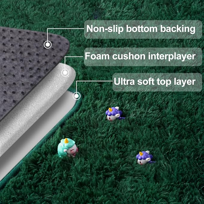 qulint 5x7 Area Rug for Living Room, Dark Green Fluffy Shag Rug for Bedroom | Soft Shag Large Carpet for Nursery, Shaggy Fuzzy Modern Rug for Boys and Girls Dorm Classroom Christmas Home Decor