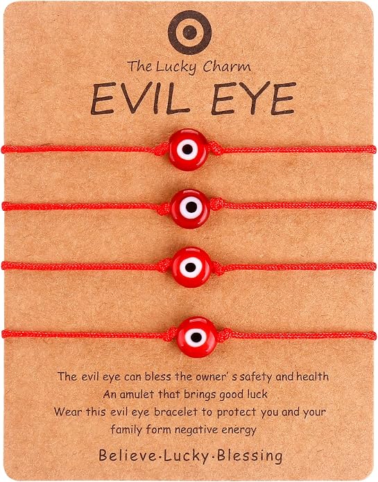 4 Pcs Evil Eye Bracelets & Anklet - Handmade Evil Eye Jewelry for Women's Protection