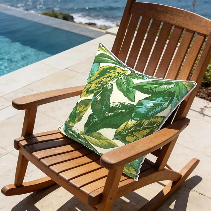 LVTXIII Set of 2 Patio Throw Pillows 20"x20" Fade Resistant Outdoor Throw Pillows with Inserts, Fluffy Decorative Garden Toss Pillow Cushions for Home Patio Coach Use, Lush Leaf Jungle