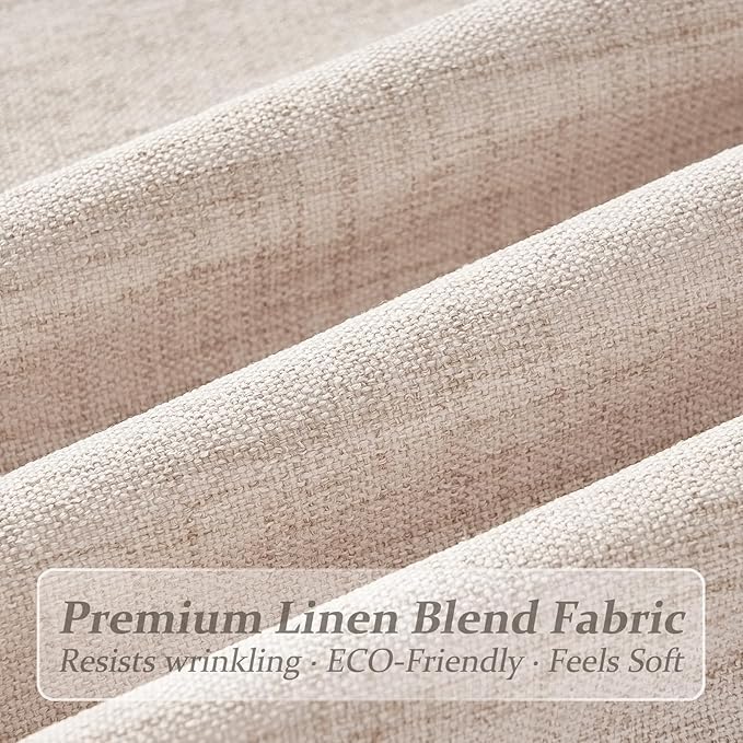 Extra Long 120 Inch Natural Linen Large Living Room Curtains 2 Panels Set, Memory Trained Pinch Pleated Semi Sheer Decorative Curtain Light Filtering Bedroom High Ceiling Windows Drapes 10FT Length