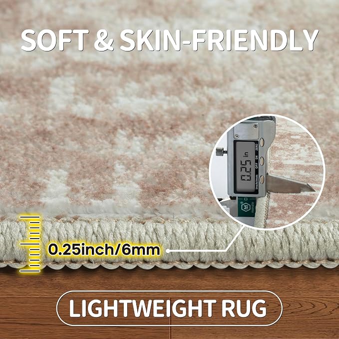 9x12 Area Rugs for Living Room Rug Washable: Modern Large Rug for Dining Room Bedroom Carpet Non Slip 9 by 12 Indoor Abstract Nursery Home Office Beige