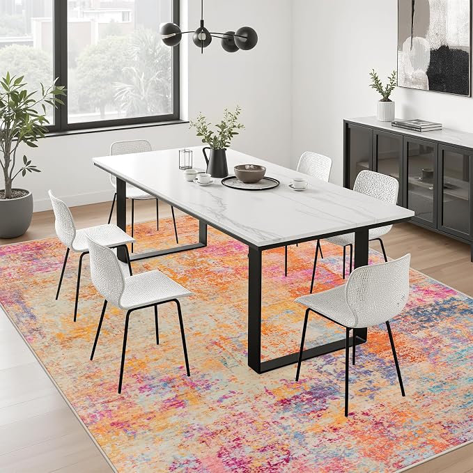 6x9 Area Rug Living Room Rug: Washable Modern Abstract Soft Thin Rug Indoor Floor No Slip Carpet for Bedroom Dining Room Farmhouse Nursery Home Office - Galaxy Haze