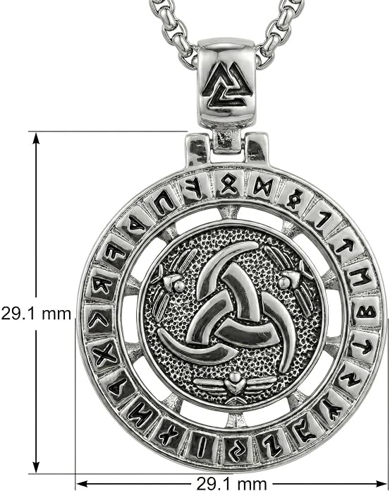 CRMAD Viking Owl/Raven Necklace Vintage Animal Totem Pendant Rune of Lune Jewelry Gift for Men and Women 24 in Chain
