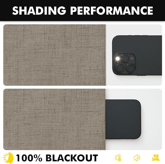MIULEE 100% Blackout Linen Curtains 42 x 63 Inch Faux Linen 2 Panels | Thermal Insulated, Room Darkening Drapes for Bedroom Living Room, Back Tab Rod Pocket Pinch Pleated, Solid Luxury Decor