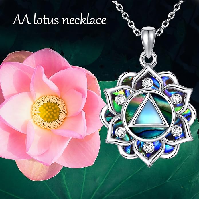 ONEFINITY Lotus Necklace 925 Sterling Silver Moonstone Pendant Necklace Yoga Lotus Jewelry for Women