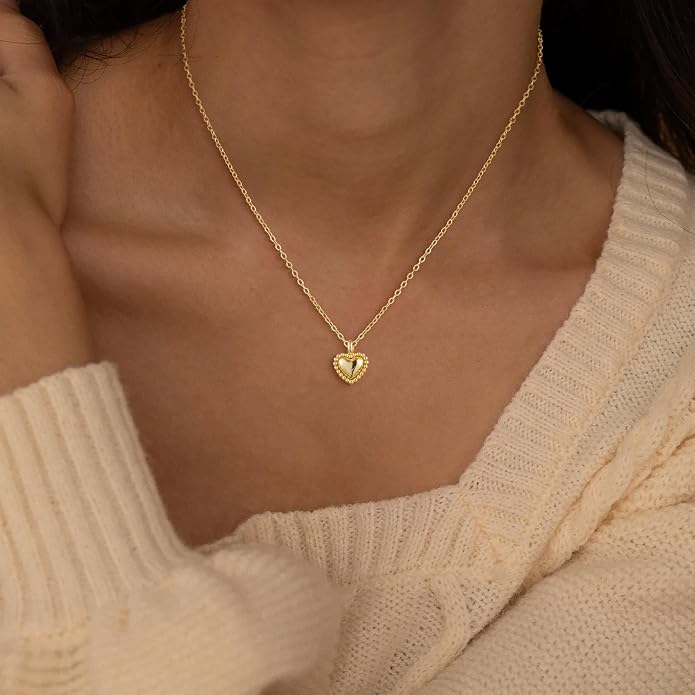 Classic Heart Necklaces for Women Adjustable Cubic Zircon Necklaces for Women Dainty Silver/Gold Pendant Necklace Gifts for Her