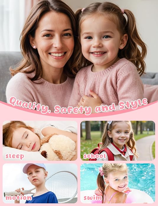 Florideco Hypoallergenic Earrings for Women 316 Surgical Steel Earrings for Sensitive Ears Cute Small Daisy Hoop Earring Heart Flower Strawberry Rainbow Flat Back Earring Sets