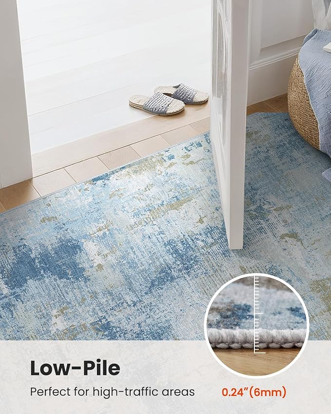 AMADA HOMEFURNISHING 9x12 Area Rugs for Living Room, Modern Large Area Rugs with Non-Slip Backing & Low Pile, Neutral Soft Washable Rug for Nursery, Bedroom, Dinning Room, Playroom, Light Blue