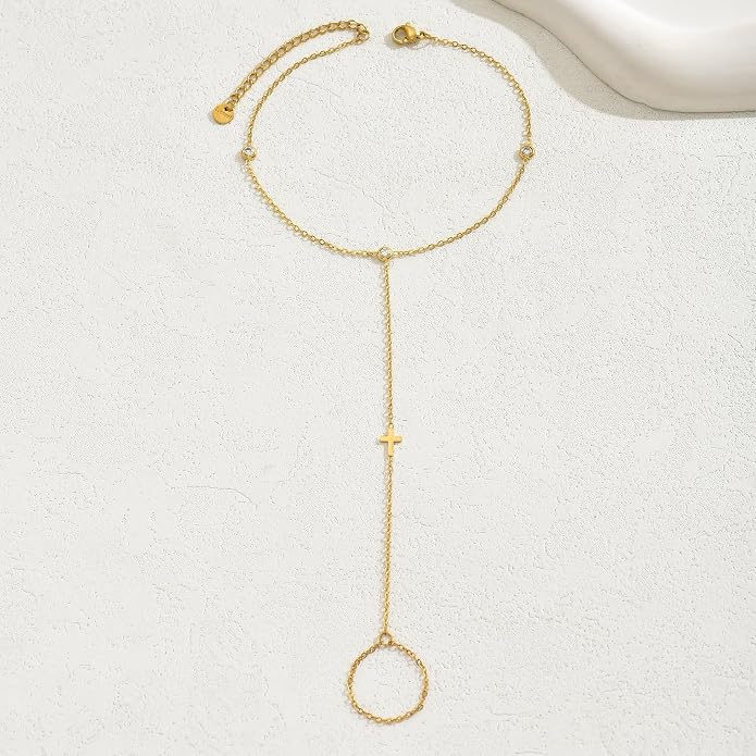 Ankle Bracelets for Women 18K Gold Plated Dainty Pearl Cross CZ Anklets Daisy Moon Star Gold Bead Satellite Cuban Link Chain Waterproof Summer Beach Foot Jewelry