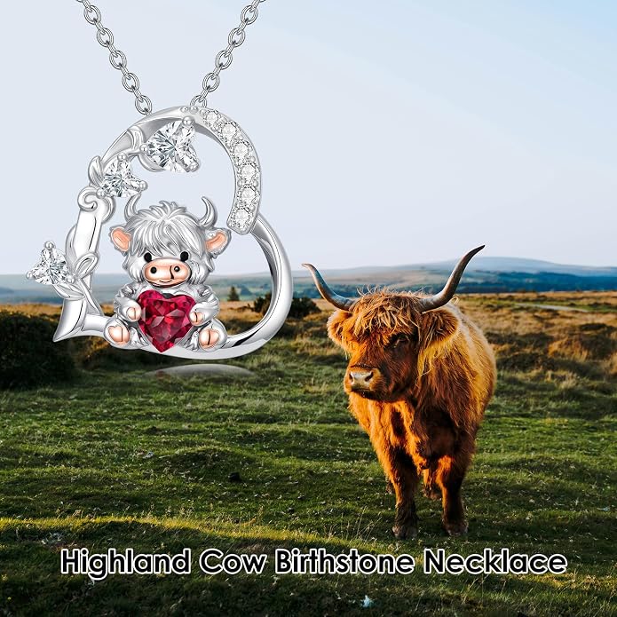 PELOVNY Teddy Bear Necklace for Women 925 Sterling Silver Bear/Highland Cow/Fox/Cat/Axolotl Birthstone Necklace Christmas Birthday Jewelry Gifts for Mom Daughter Wife Sister