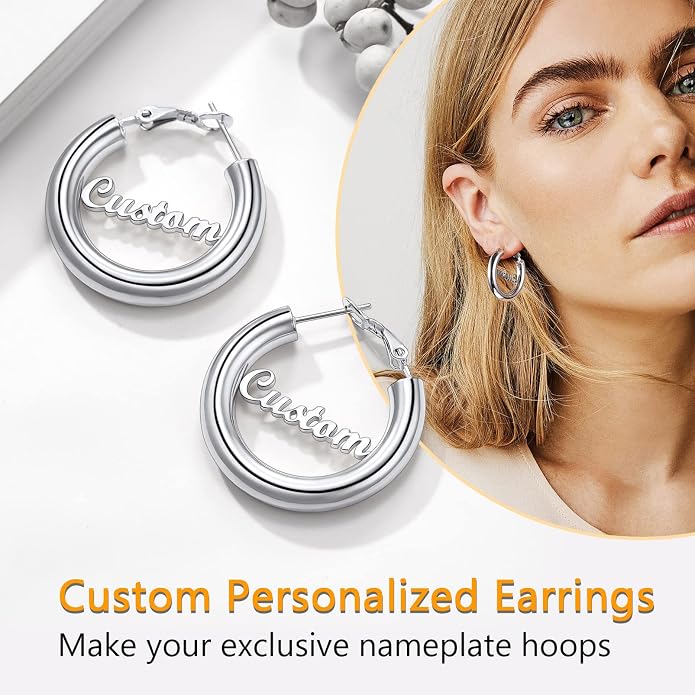Stainless Steel Chunky Hoop Earrings For Women, Minimalist and Chic, Black/Gold Plated, Round Hoops Earrings Hypoallergenic, Size: 30mm/40mm/60mm/80mm, Come with Box