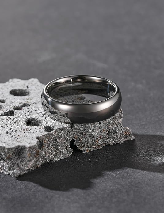 King Will Tungsten Carbide Wedding Band for Men Women Promise Rings for Couples Domed High Polish