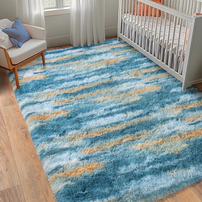 Pink Rugs for Living Room, 5x7 Area Rug for Bedroom Girls Kids Room | Shaggy Shag Carpet, Soft and Comfy, Non Slip Big Fuzzy Carpet for Bedroom Nursery Kids Girls Boys Room Dorm Home Decor