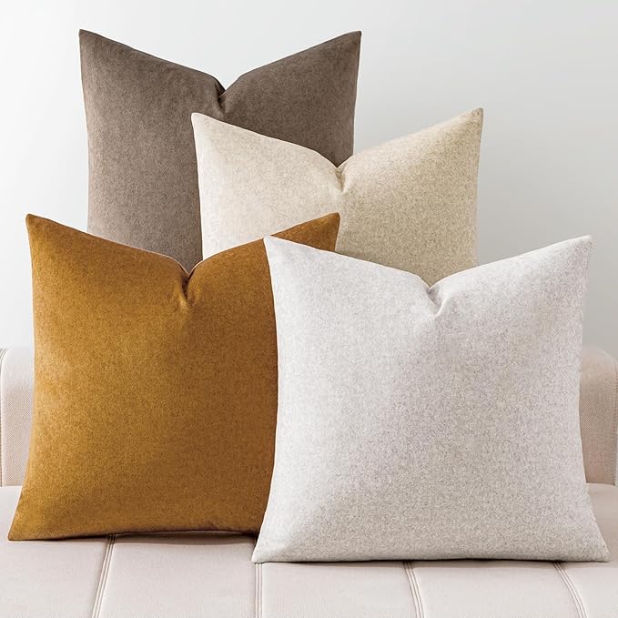 a moment Waterproof Throw Pillow Covers Set of 4,22x22 Inch Outdoor Stain Resistant Pet Friendly Pillowcases Cushion Covers for Patio Sofa and Living Room,Earth's Rhythm