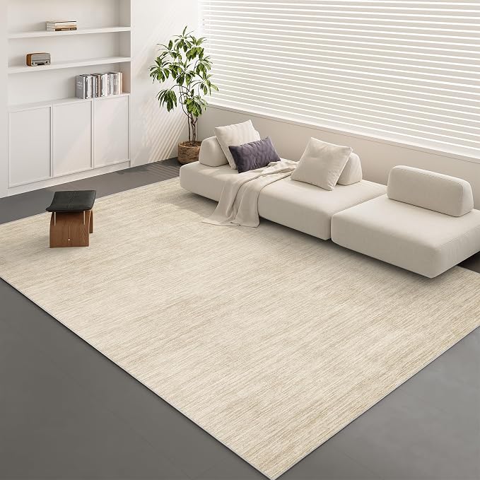 Valenrug Washable Rugs 9x12 - Non Slip 9x12 Area Rugs for Living Room, Stain Resistant Area Rugs for Bedroom, Foldable Machine Washable Area Rug(9'x12', Beige)
