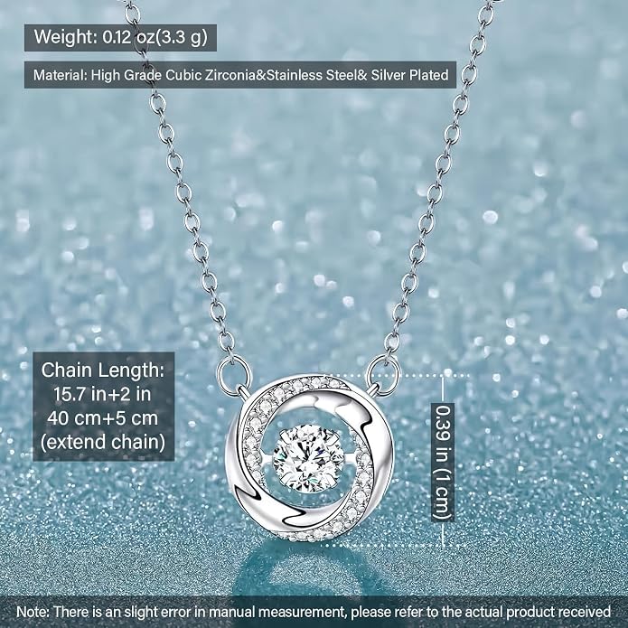 925 Sterling Silver Necklace for Women Trendy, Charming Layered Necklace with Cubic Zirconia Pendant for Her Womens Dainty Diamond Choker Necklaces Holiday Jewelry Gifts for Mom Wife Daughter Lover