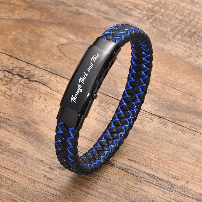 VNOX Men's Inspirational Mantra Engarved Handmade Braided Leather Adjustable Cuff Bangle Bracelet Encouragement Motivational Gift for Men