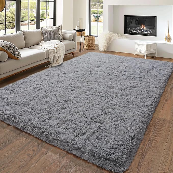 Dssimo 5x7 Area Rug for Living Room Fluffy Shag Grey Rugs for Bedroom, | Soft Fuzzy Plush Non-Slip Carpet for Kids,Girls Boys and Teens Modern Decor Aesthetic for Dorm Nursery Classroom