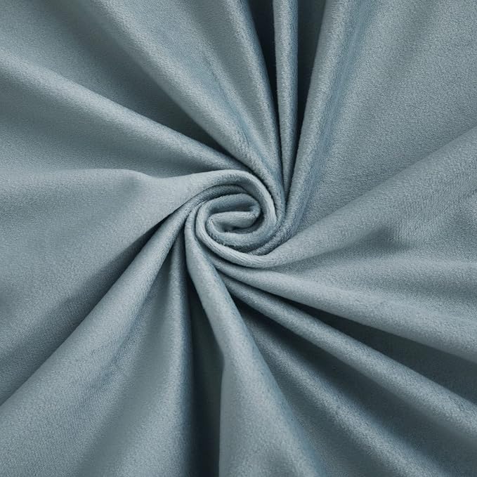 RYB HOME Velvet Curtains 90 inches Length, Back Tab & Rod Pocket Soft Fabric Curtains & Drapes for Bedroom Room Divider, Stone Blue, W 62 x L 90, 2 Panels Set