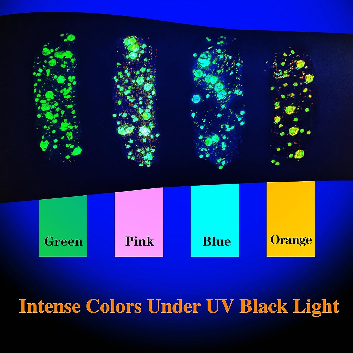 MEICOLY Neon Blue Body Glitter Gel,UV Blacklight Chunky Face Glitter Gel,Glow in The Dark Glitter Paint,Singer Concert Music Festival Party Rave Accessories,Halloween Glitter Makeup for Women,50ml