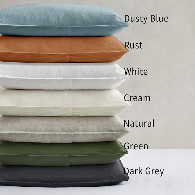 ATLINIA Linen Pillow Cases Euro Sham - 26 x 26 Inch Bed Pillow Protector Cover Set of 2 Bedding Cooling Neutral Pillowcase Shams Rust