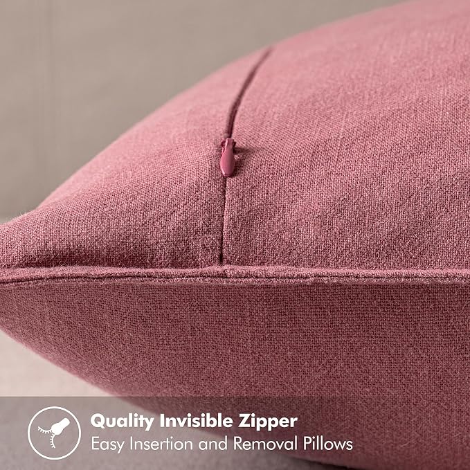 MIULEE Decorative Linen Pillow Covers 20x20 Inch Cranberry Red | Boho Farmhouse Neutral Couch Throw Pillows for Bed, Pack of 2 Accent Modern Pillowcases, Sofa Livingroom Home Decor