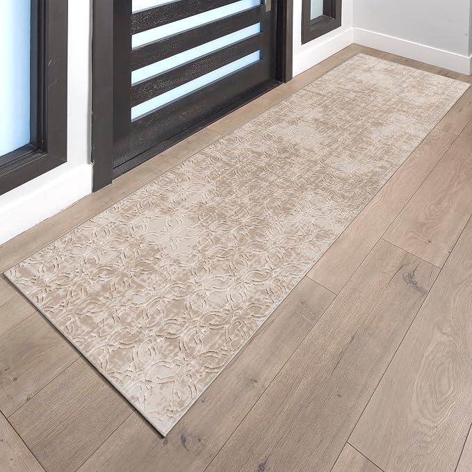 Gertmenian Indoor Transitional Runner - 2x6 Runner, Non-Shedding, Ideal for High Traffic in Living Room, Kitchen, Entryway - Geometric, Beige/Sand, 26859