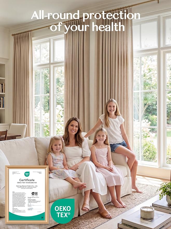 Liz Pinch Pleated Linen Curtains Light Filtering Curtains for Living Room, Farmhouse Window Curtains for Bedroom, Modern Drapes with Hooks and Rings, 102 Inches Long, Tapioca, 2 Panels Set