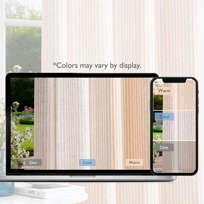 Vangao Linen Stripe Nursery Curtains for Kids Tickingstripe Light Filtering Window Curtains Colorful Pink Pinstripe Printed Drapes 63 Inches Long for Living Room Girls Bedroom Dorm 2 Panels