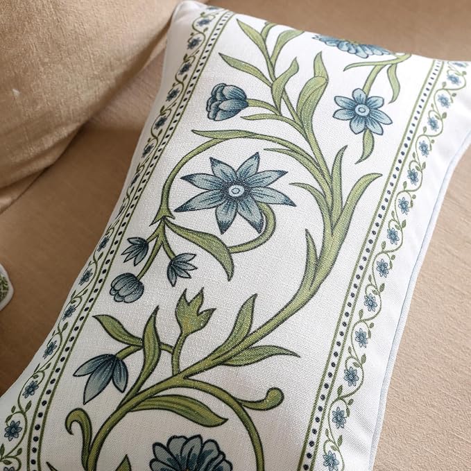 ISAENNE Designer Vintage Linen Throw Pillow Cover,18"x18"-Mosella D | French Elegant Square Decor Pillow Cover,Concealed Zipper Design,Floral Pattern,Sofa,Bedroom,Living Room,Lounge Chairs