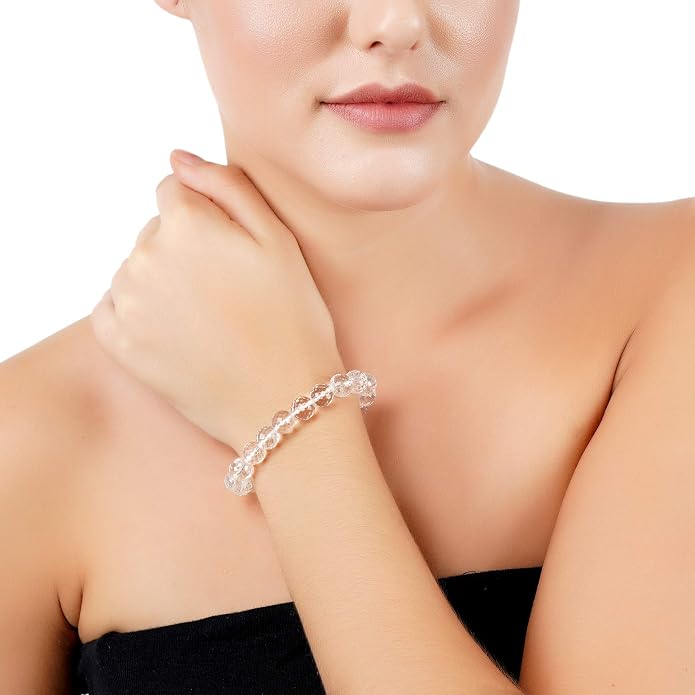 Arihant Gems And Jewels Reiki/Yoga Healing Crystal Stretchable Bracelet,100% Natural And Certified, Astrological Gemstone, Unisex Both For Men & Women - (8 Mm)