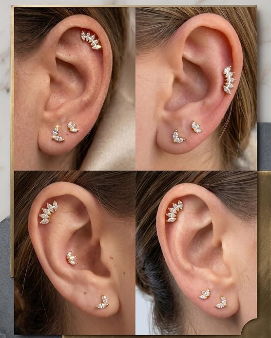 YACHY G23 Titanium Flat Back Stud Earrings, Internally Threaded Screw-On Hypoallergenic Body Piercing Jewelry for Everyday Wear, Tragus Helix Conch Monroe Medusa Lip, 18G 6mm 8mm