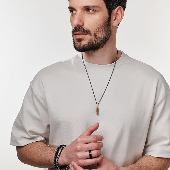 Custom Sterling Silver Men Name Necklace - Up to 6 Inscriptions - Stainless Steel, Gold or Gold Vermeil Plated - Meaningful Father's Day Gift for Him, Husband