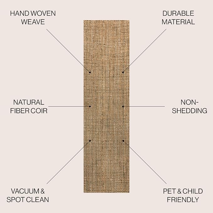 JONATHAN Y Biot Handwoven Jute Solid Natural Runner Rug, 2x8, Traditional, Rustic, Farmhouse, Coastal, Easy-Cleaning for Living Room, Bedroom, Kitchen, Non-Shedding (NRF104A-28)